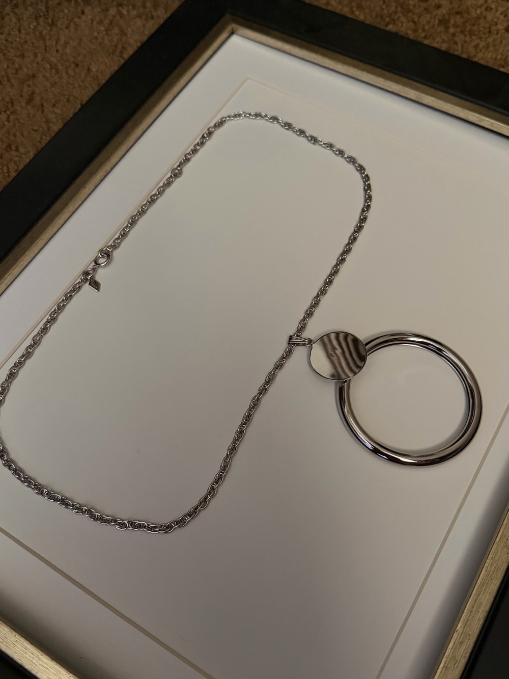 Sarah Coventry Polished Silver-Tone Circle Pendant Necklace